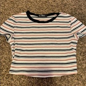 multi colored crop top short sleeve